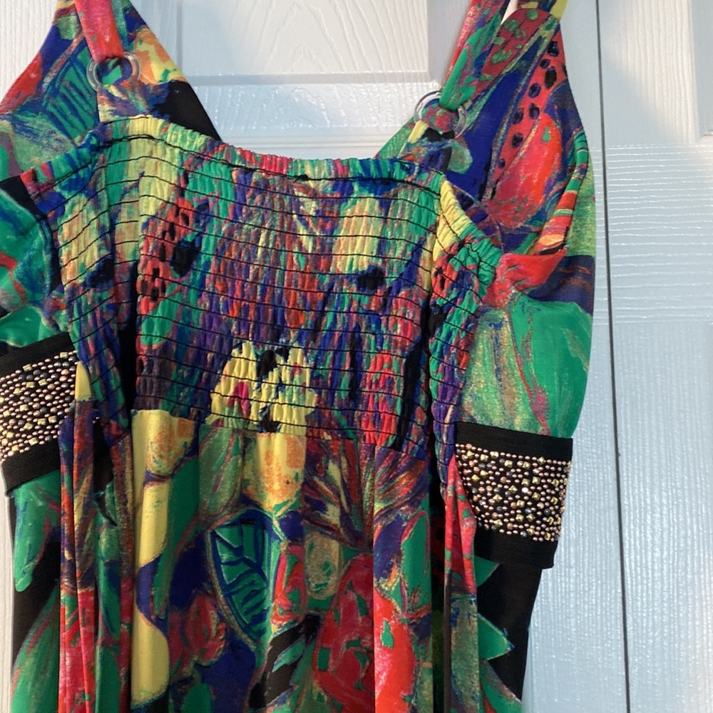 Lovely Tropical summer dress with embellished empire waist - Picture 4 of 6